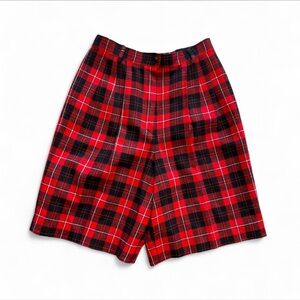 Vintage PENDLETON plaid wool high waisted shorts 27” waist red black retro 90s